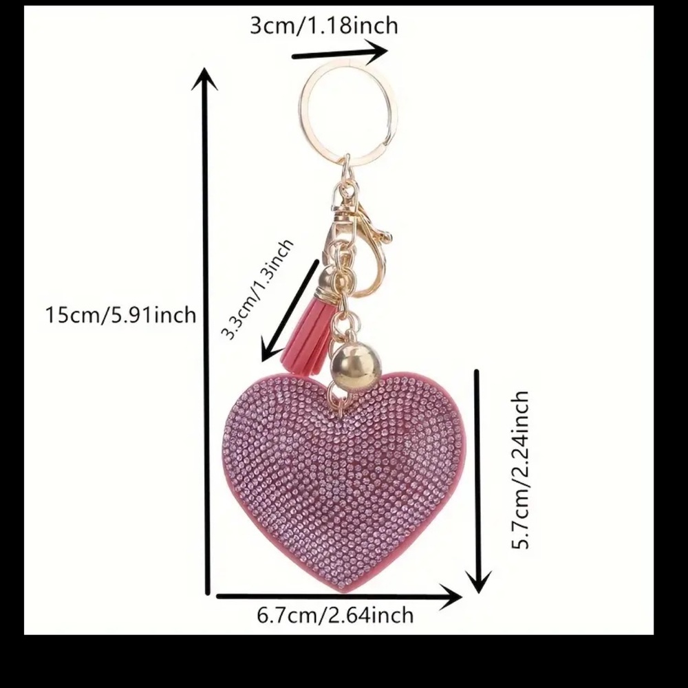 Heart Shape Rhinestone Keychain/Bag Charm - Picture 2 of 2